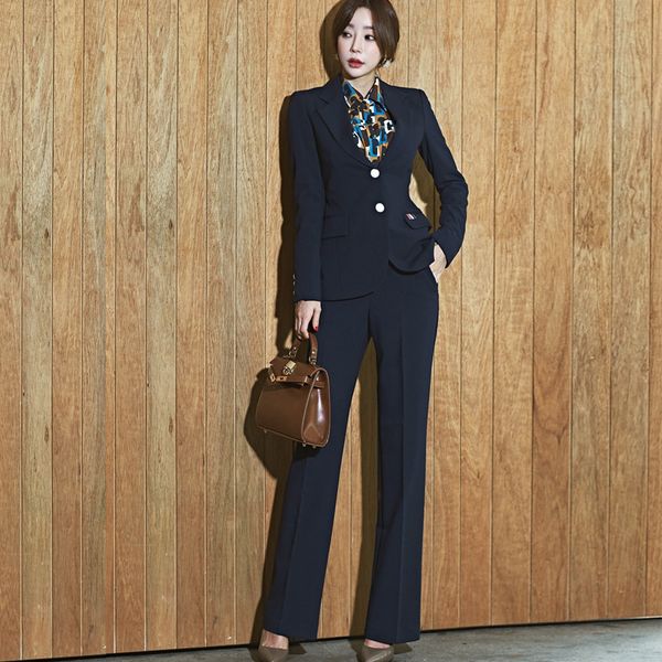 set women's professional pants suit temperament slim suit jacket + micro bell pants autumn and winter new products, White
set women's professional pants suit temperament slim suit jacket + micro bell pants autumn and winter new products, White