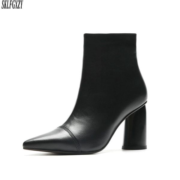 2019 new arrival pointed toe zipper cow leather thin heel ankle boots high heels solid office lady keep warm winter shoes, Black
2019 new arrival pointed toe zipper cow leather thin heel ankle boots high heels solid office lady keep warm winter shoes, Black
