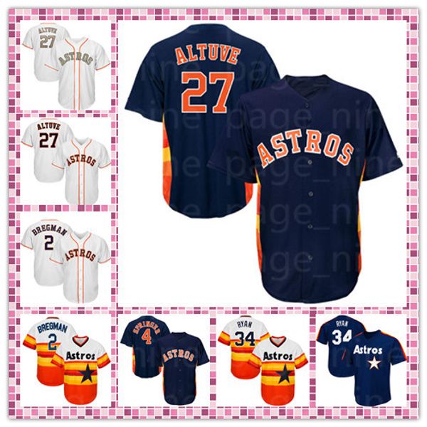 Men's Astros 27 Jose Altuve 34 Nolan Ryan 2 Alex Bregman 4 George Springer Houston Cool Base Replica Player Jersey
Men's Astros 27 Jose Altuve 34 Nolan Ryan 2 Alex Bregman 4 George Springer Houston Cool Base Replica Player Jersey