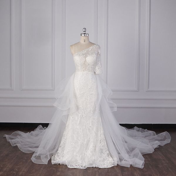 2020 special design white one shoulder wedding dress lace appliques with tulle skirt elegant wedding dresses with sleeves wedding gowns
2020 special design white one shoulder wedding dress lace appliques with tulle skirt elegant wedding dresses with sleeves wedding gowns