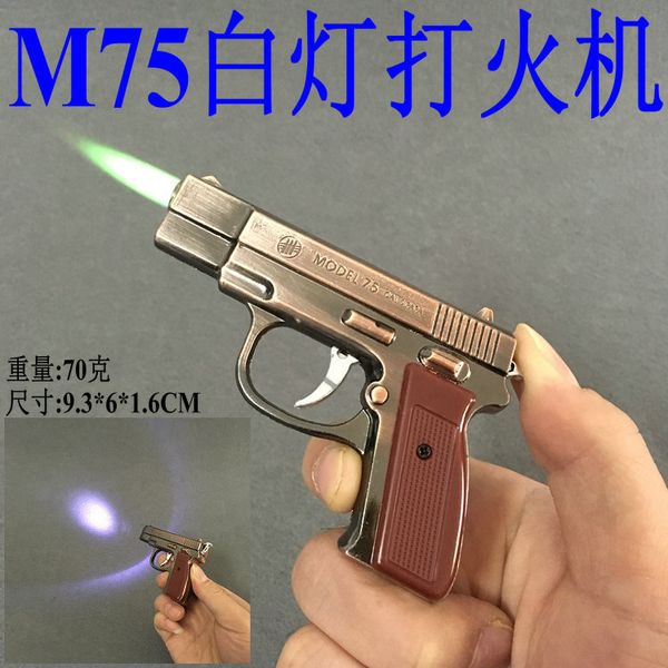 New Arrival Genuine Metal M75 Model Gun Lighter With Green Flame And LED White Light Inflatable Windproof Lighter Model Gun Torch
New Arrival Genuine Metal M75 Model Gun Lighter With Green Flame And LED White Light Inflatable Windproof Lighter Model Gun Torch