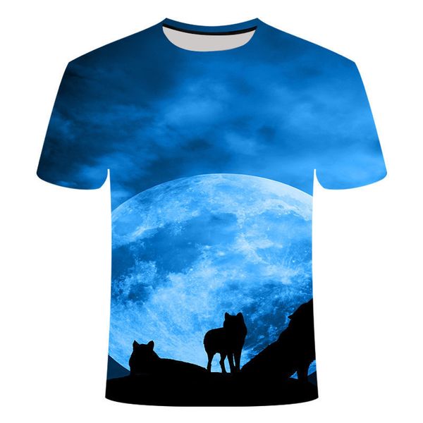 mens designer wolf 3d digital printing round collar short sleeve t-shirt under moonlight, White;black
mens designer wolf 3d digital printing round collar short sleeve t-shirt under moonlight, White;black