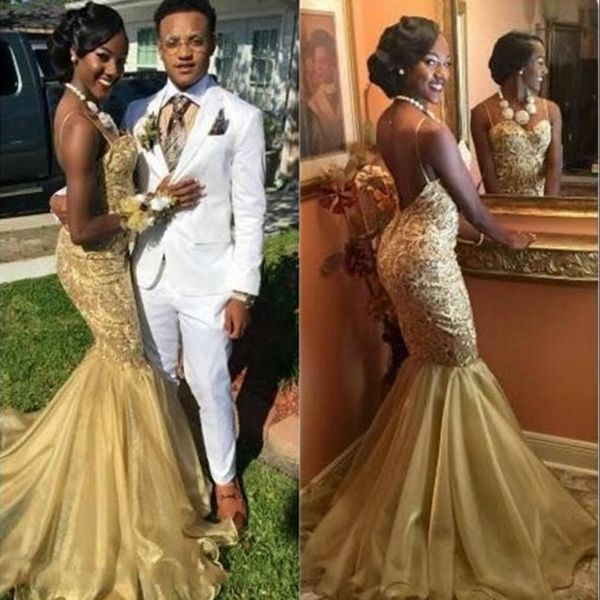 african yellow gold spaghetti mermaid prom dresses 2019 sleeveless floor length gold lace applique beading formal long evening gowns party, Black
african yellow gold spaghetti mermaid prom dresses 2019 sleeveless floor length gold lace applique beading formal long evening gowns party, Black