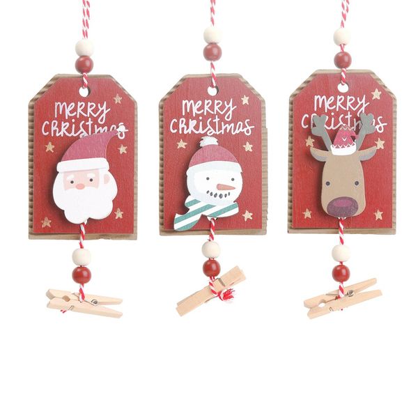 

creative painted wooden sign christmas tree ornaments santa clause reindeer hanging pendants christmas decorations postcard clip