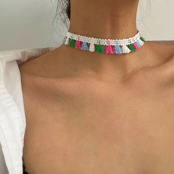 vogallery boho tassels chokers necklaces women pink green white choker fashion lace short necklace jewelry summer accessories, Golden;silver
vogallery boho tassels chokers necklaces women pink green white choker fashion lace short necklace jewelry summer accessories, Golden;silver