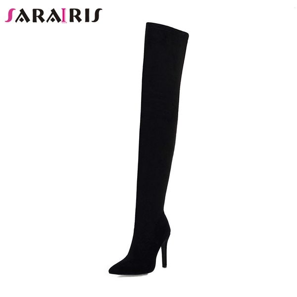 sarairis new plus size 32-48 brand thigh high boots flock pointed toe shoes woman high heels over the knee boots women, Black
sarairis new plus size 32-48 brand thigh high boots flock pointed toe shoes woman high heels over the knee boots women, Black