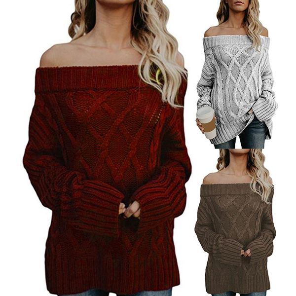 winter women solid color loose knitted off shoulder oversized sweater pullover women sweater clothing, White;black
winter women solid color loose knitted off shoulder oversized sweater pullover women sweater clothing, White;black