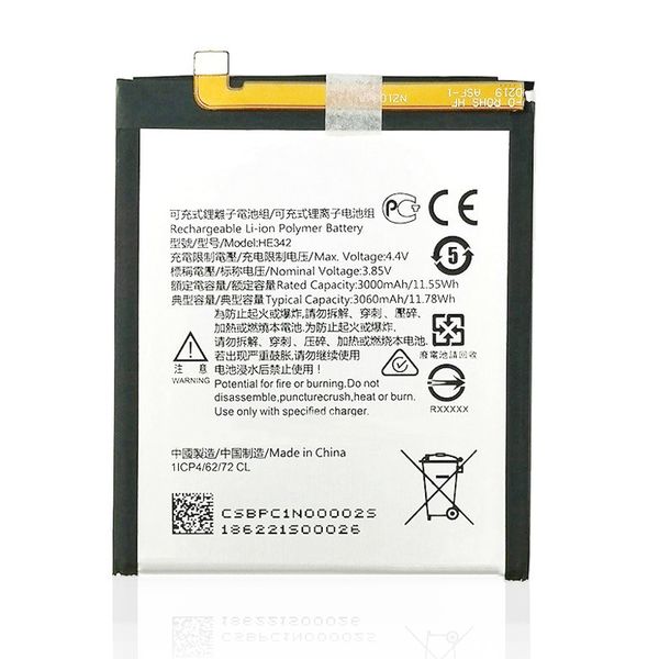 

Подлинная Retail / Bulk 3060mAh / 11.78Wh HE342 Телефон Аккумуляторная батарея для Nokia X6 2018 6.1 Plus TA-