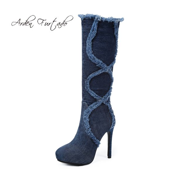 arden furtado 2019 spring winter fashion platform women round toe stilettos blue jeans denim zipper knee high boots big size 43, Black
arden furtado 2019 spring winter fashion platform women round toe stilettos blue jeans denim zipper knee high boots big size 43, Black