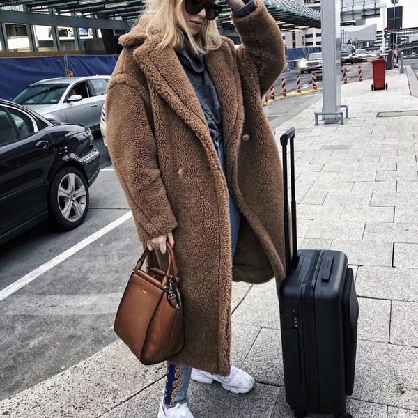 couple elegant thick faux fur teddy coat women 2018 winter warm soft lambswool fur x-long jacket plush overcoat casual outerwear, Black
couple elegant thick faux fur teddy coat women 2018 winter warm soft lambswool fur x-long jacket plush overcoat casual outerwear, Black