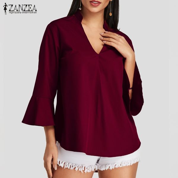 zanzea 2019 summer blouses shirts women bohemian v neck 3/4 sleeve ruffles asymmetrical elegant solid blusas femininas, White
zanzea 2019 summer blouses shirts women bohemian v neck 3/4 sleeve ruffles asymmetrical elegant solid blusas femininas, White