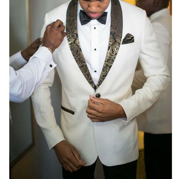 slim fit two piece white wedding groom tuxedos gold shawl lapel men suits for prom evening formal party wear (jacket+pants+tie), Black;gray
slim fit two piece white wedding groom tuxedos gold shawl lapel men suits for prom evening formal party wear (jacket+pants+tie), Black;gray