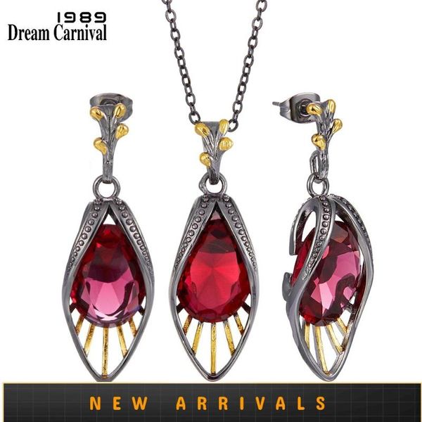 dreamcarnival 1989 pendant necklace earings jewelry set for women solar red water drop zircon holiday christmas gift ep3988s2, Silver
dreamcarnival 1989 pendant necklace earings jewelry set for women solar red water drop zircon holiday christmas gift ep3988s2, Silver