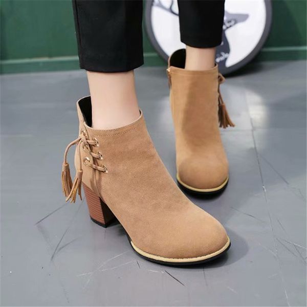 winter high heel boots women 2018 new female thick with wild fashion boots women's casual shallow mouth round boots mujer v62, Black
winter high heel boots women 2018 new female thick with wild fashion boots women's casual shallow mouth round boots mujer v62, Black