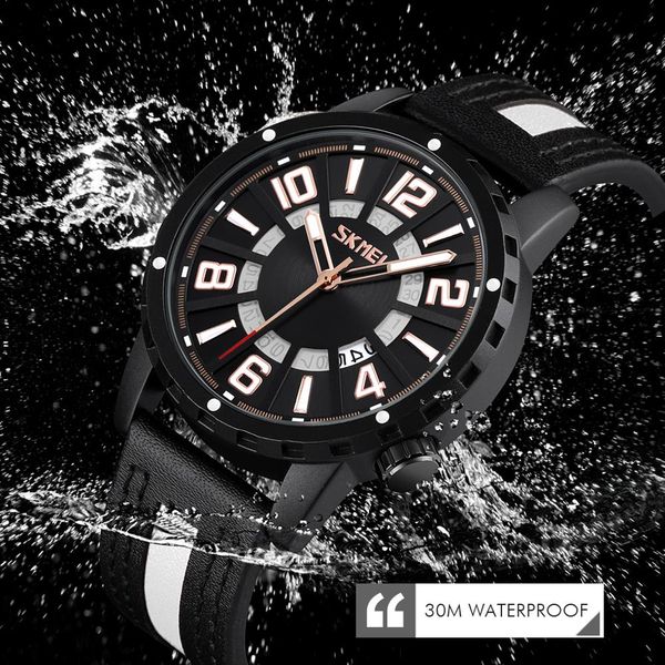 skmei fashion leather strap quartz men casual watch calendar date work for men dress 30m waterproof wristwatch, Slivery;brown
skmei fashion leather strap quartz men casual watch calendar date work for men dress 30m waterproof wristwatch, Slivery;brown