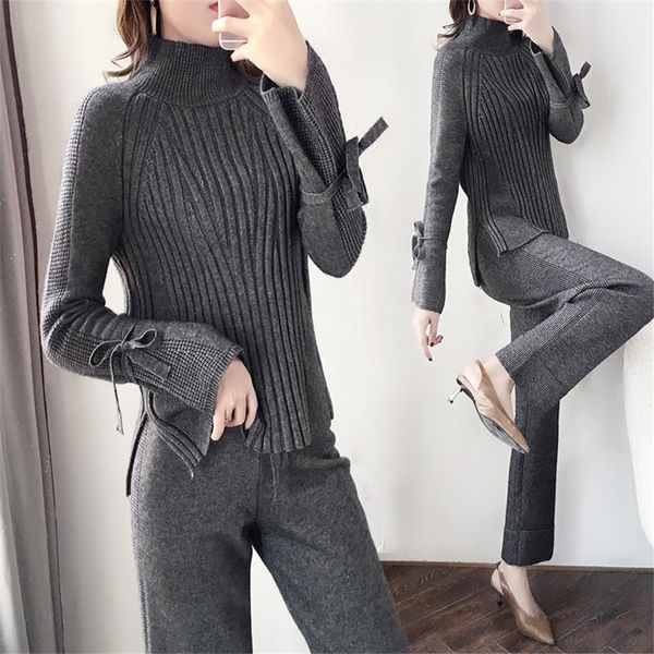 knitted long sleeve slim waist short +elastic high waist wide legs pants set office lady sweater 2-piece sets, White
knitted long sleeve slim waist short +elastic high waist wide legs pants set office lady sweater 2-piece sets, White