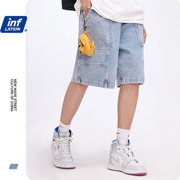 inf men s wear 2020 summer new product simple cut splicing casual loose solid color all around men s denim shorts, Blue
inf men s wear 2020 summer new product simple cut splicing casual loose solid color all around men s denim shorts, Blue