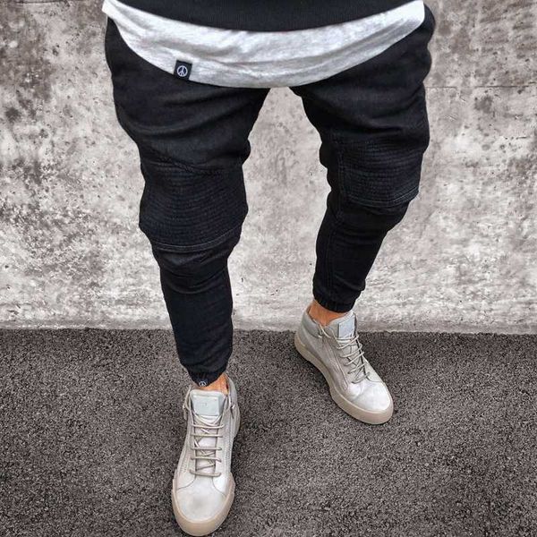 men's jeans mkass stretchy ripped skinny biker destroyed slim fit denim pants elastic waist harem men jogger clothes, Blue
men's jeans mkass stretchy ripped skinny biker destroyed slim fit denim pants elastic waist harem men jogger clothes, Blue