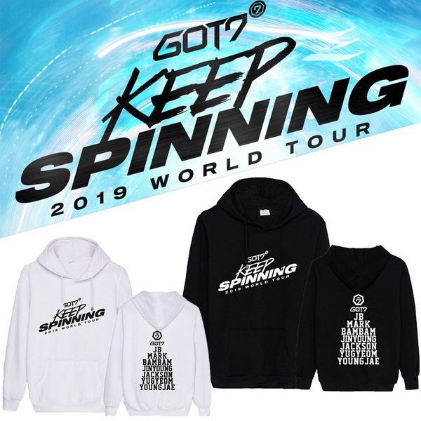 

got7 2019 world tour world tour concert hoodie men and women hoodie dripshipping, Black