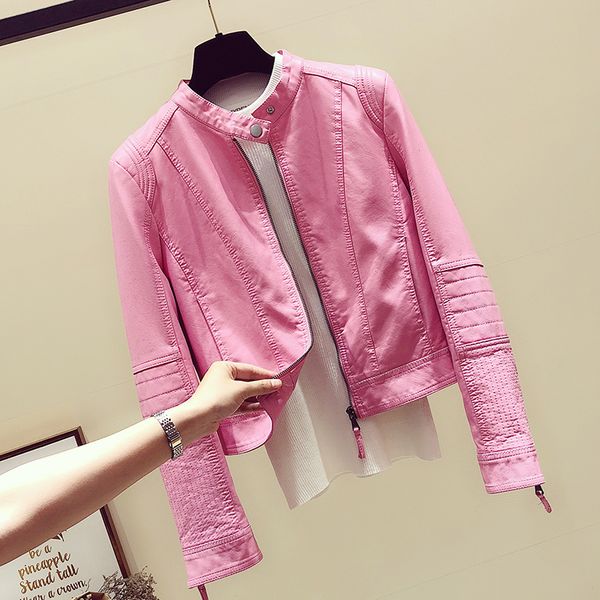 lady spring and autumn 2019 new mini-leather pink jacket women's short pu outwear slim leather coat, Black
lady spring and autumn 2019 new mini-leather pink jacket women's short pu outwear slim leather coat, Black