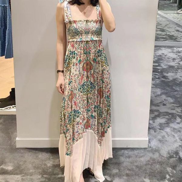 2020 new women bow spaghetti strap long dress summer sleeveless romantic flower printed vintage sling pleated dresses, Black;gray
2020 new women bow spaghetti strap long dress summer sleeveless romantic flower printed vintage sling pleated dresses, Black;gray