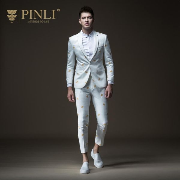 men's male man casual white autumn new embroidered suit jacket b183206572 and trousers b183215573 set, White;black
men's male man casual white autumn new embroidered suit jacket b183206572 and trousers b183215573 set, White;black