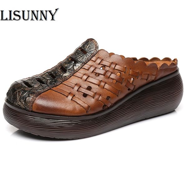 lisunny retro slippers genuine leather shoes handmade slides flip flop on the platform for women hollow woman slipper, Black
lisunny retro slippers genuine leather shoes handmade slides flip flop on the platform for women hollow woman slipper, Black