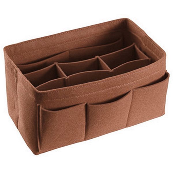felt storage bag cosmetics home small items supplies organizer or folding storage box brown