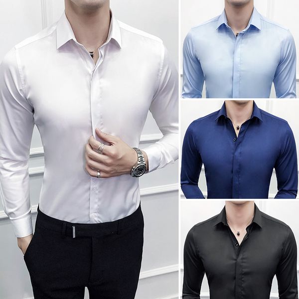 mens black dress shirts long sleeve white business shirt button up formal office male slim fit spring casual social, White;black
mens black dress shirts long sleeve white business shirt button up formal office male slim fit spring casual social, White;black