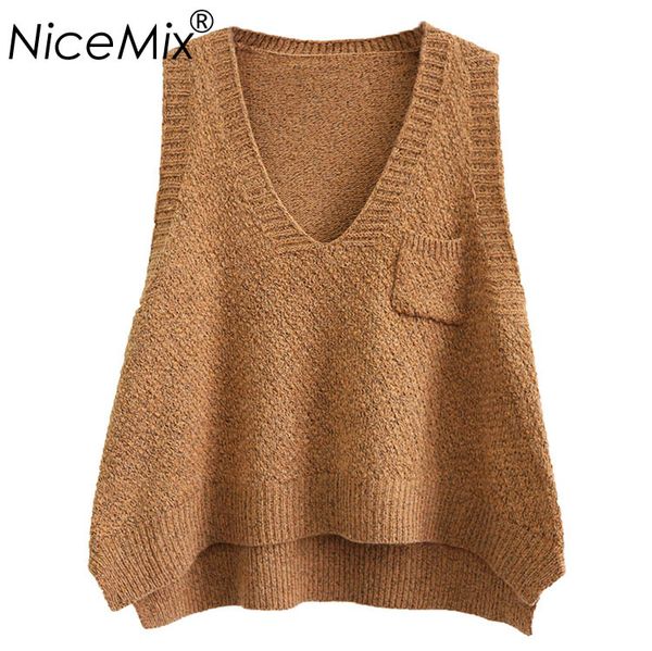 nicemix 2019 spring vest women sweater casual loose plus size pullovers female knitted sweaters pull femme, White;black
nicemix 2019 spring vest women sweater casual loose plus size pullovers female knitted sweaters pull femme, White;black