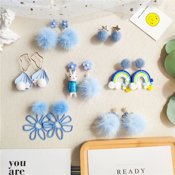 female women girl dangle drop earrings fall winter blue korean hair fur ball flower shell fashion jewelry accessories-jq-w12, Silver
female women girl dangle drop earrings fall winter blue korean hair fur ball flower shell fashion jewelry accessories-jq-w12, Silver