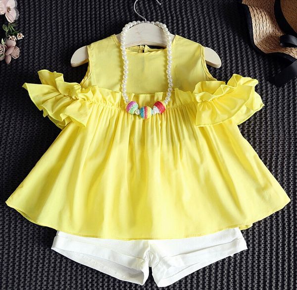 summer baby girls sets 2pcs off shoulder suits korean cute tshirt+shorts pants girls outfits baby tracksuit kids boutique clothing, White
summer baby girls sets 2pcs off shoulder suits korean cute tshirt+shorts pants girls outfits baby tracksuit kids boutique clothing, White