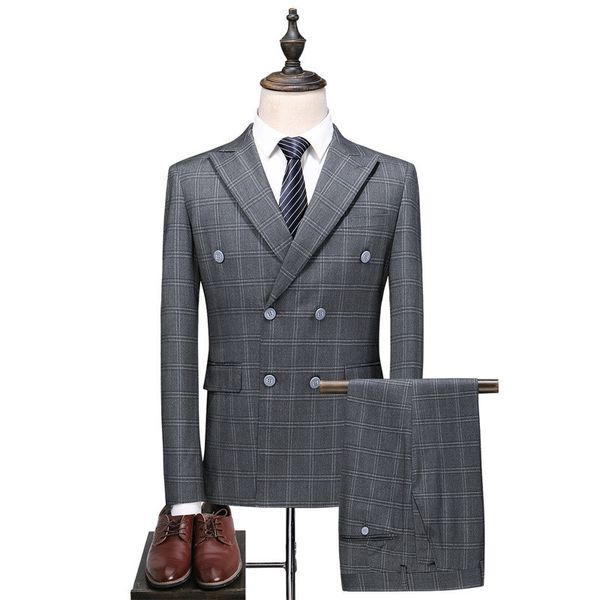 costume homme gray men's suit men's check double-breasted suit 3-piece blazer pants vest business casual professional wear, White;black
costume homme gray men's suit men's check double-breasted suit 3-piece blazer pants vest business casual professional wear, White;black