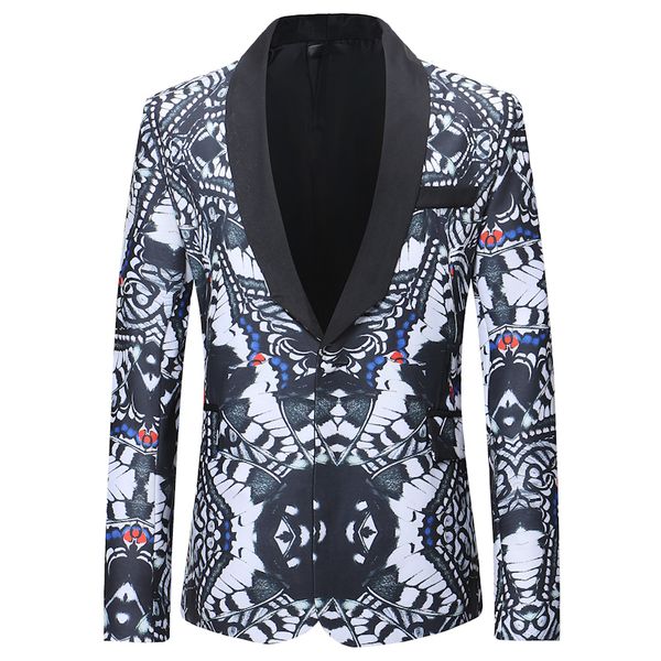 new tide male fashion printed blade design for singer's clothes with larger tight hip male slim plant jacket, White;black
new tide male fashion printed blade design for singer's clothes with larger tight hip male slim plant jacket, White;black