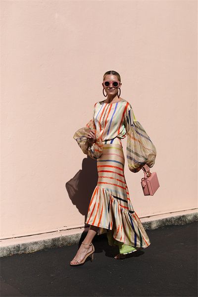 womens summer designer two piece dress round neck long sleeve rainbow stripe dress two piece set, White
womens summer designer two piece dress round neck long sleeve rainbow stripe dress two piece set, White