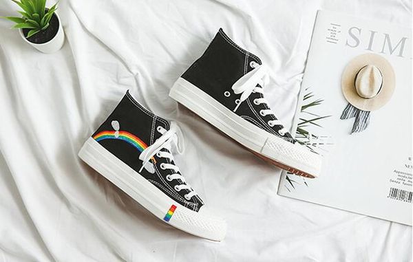 women canvas shoes 2020 autumn student high white sneakers unicorn cute cartoon shoes woman sneakers platform rainbow, Black
women canvas shoes 2020 autumn student high white sneakers unicorn cute cartoon shoes woman sneakers platform rainbow, Black