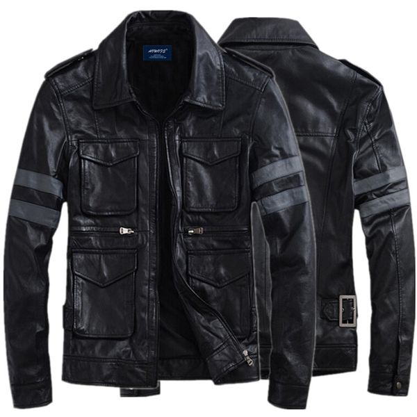 motorcycle cavalier jacket for biohazard game resident evil 6 leon jacket s. gentlemen pu leather outerwear coat