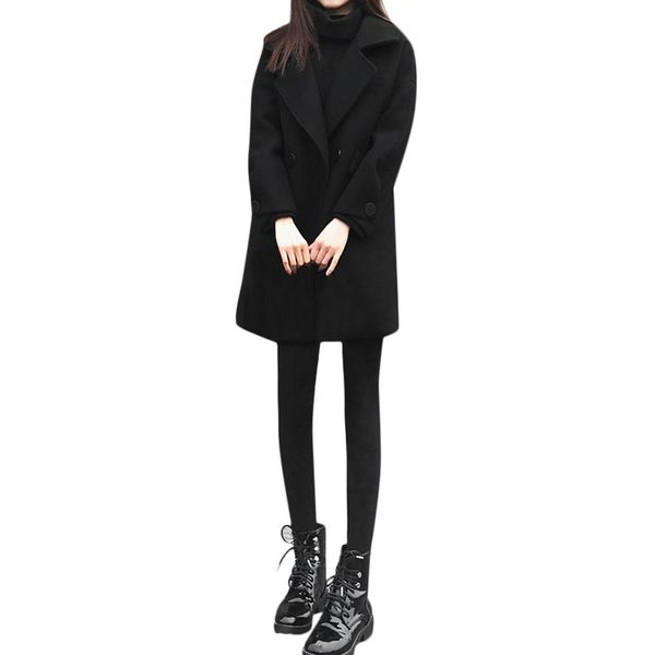 2019 womens winter lapel wool coat trench jacket long sleeve soft elegant slim fit body simplicity overcoat outwear, Black
2019 womens winter lapel wool coat trench jacket long sleeve soft elegant slim fit body simplicity overcoat outwear, Black