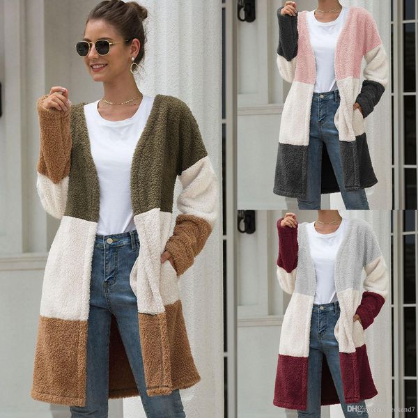 3 colour s- autumn fashion faux fur women's long sleeved waterfall office tri-color stitching plush cardigan coat, Black
3 colour s- autumn fashion faux fur women's long sleeved waterfall office tri-color stitching plush cardigan coat, Black