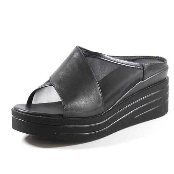 sandals 2021 summer fish mouth mesh women genuine leather comfortable elegant silppers non-slip wear wedge, Black
sandals 2021 summer fish mouth mesh women genuine leather comfortable elegant silppers non-slip wear wedge, Black