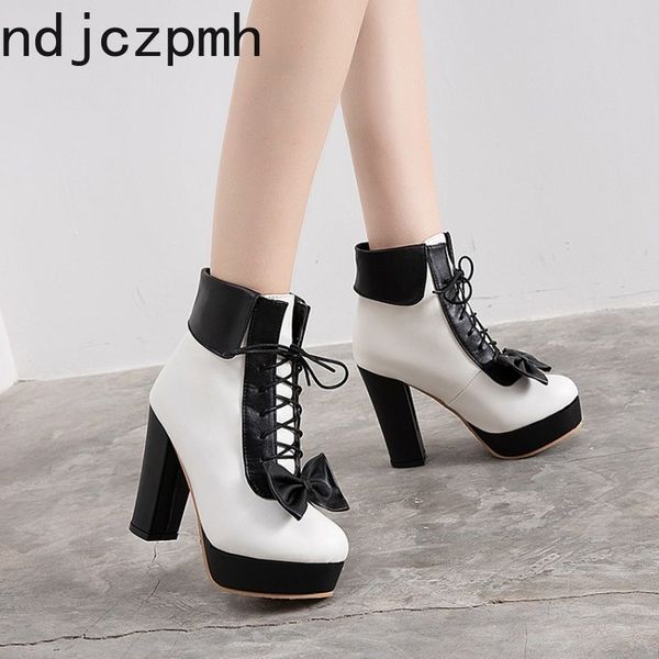 women's boots the new autumn and winter color matching butterfly knot lace-up high heel short tube women's shoes plus size 34-48, Black
women's boots the new autumn and winter color matching butterfly knot lace-up high heel short tube women's shoes plus size 34-48, Black