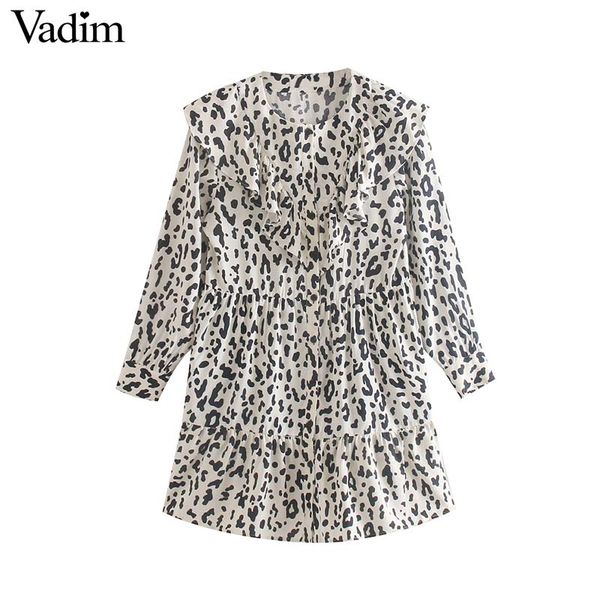 vadim women retro leopard print dress animal pattern ruffles long sleeve female casual vintage mini dresses vestidos qc694, Black;gray
vadim women retro leopard print dress animal pattern ruffles long sleeve female casual vintage mini dresses vestidos qc694, Black;gray