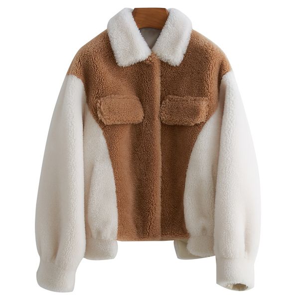 2020 new 2019 sheep shearing overcoat short fund lapel lamb fur grass loose coat, Black
2020 new 2019 sheep shearing overcoat short fund lapel lamb fur grass loose coat, Black