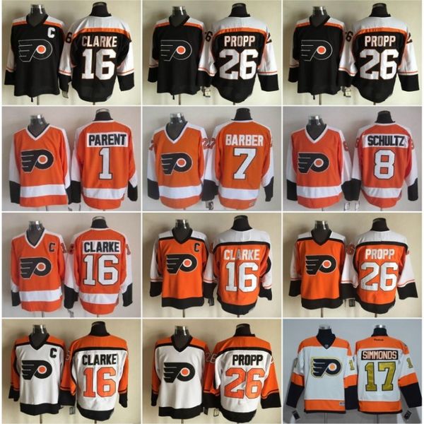 philadelphia 16 bobby clarke ice hockey jerseys flyers 26 brian propp 1 bernie parent 7 bill barber 8 dave schultz vintage ccm orange white, Black;red
philadelphia 16 bobby clarke ice hockey jerseys flyers 26 brian propp 1 bernie parent 7 bill barber 8 dave schultz vintage ccm orange white, Black;red