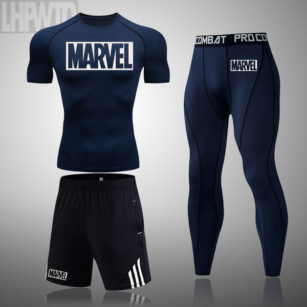 3 pcs/set men's sports suit marvel gym fitness compression clothes running jogging sport wear exercise workout tights, Black;blue
3 pcs/set men's sports suit marvel gym fitness compression clothes running jogging sport wear exercise workout tights, Black;blue