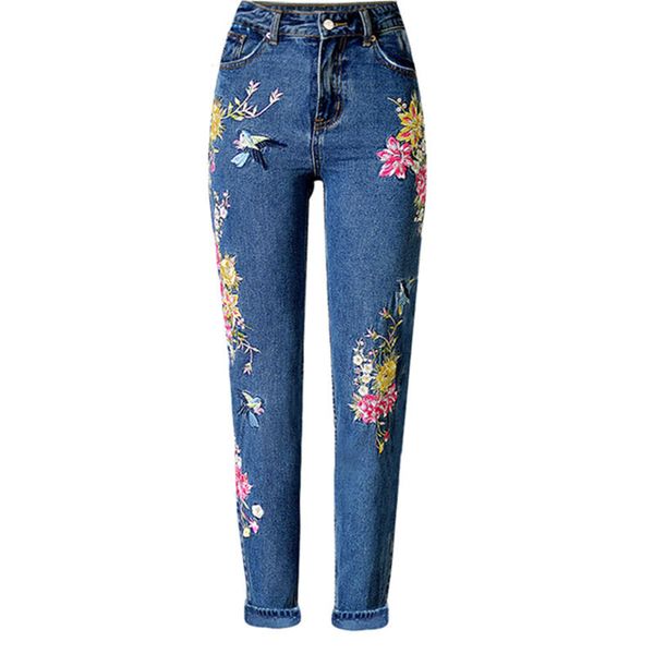 floral embroidery women jeans pants casual high waist jeans femme denim skinny jenas pencil trousers 2018, Blue
floral embroidery women jeans pants casual high waist jeans femme denim skinny jenas pencil trousers 2018, Blue