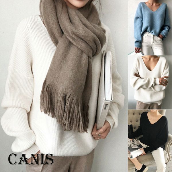 new fashion womens sweater loose pullover sweatershirt long sleeve coat autumn ladies v neck sweater warm comfort, White;black
new fashion womens sweater loose pullover sweatershirt long sleeve coat autumn ladies v neck sweater warm comfort, White;black