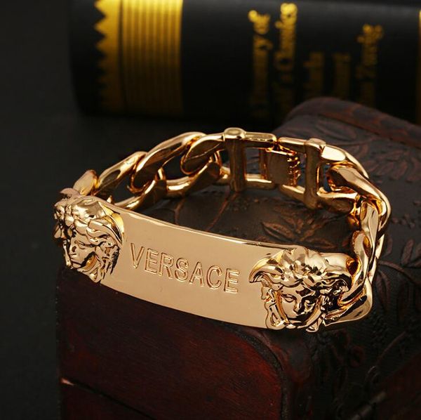 luxury designer gold bracelets big brand style charm stainless steel medusa punk double head bracelet jewelry for women men, Golden;silver
luxury designer gold bracelets big brand style charm stainless steel medusa punk double head bracelet jewelry for women men, Golden;silver