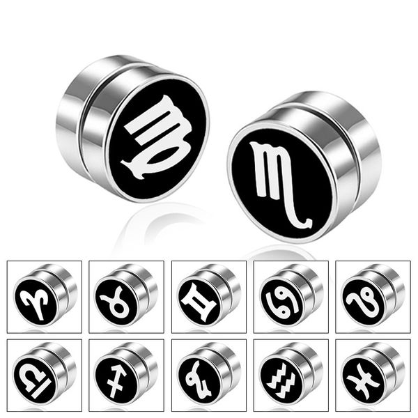12 zodiac sign stainless steel magnetic stud clip on earrings for men women punk hypoallergenic no pierced ear cuff fashion jewelry, Silver
12 zodiac sign stainless steel magnetic stud clip on earrings for men women punk hypoallergenic no pierced ear cuff fashion jewelry, Silver