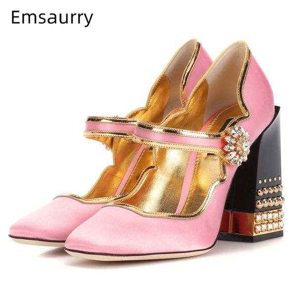 pink satin square toe party shoes woman square heel crystal buckle belt jeweled high heel spring pumps women, Black
pink satin square toe party shoes woman square heel crystal buckle belt jeweled high heel spring pumps women, Black